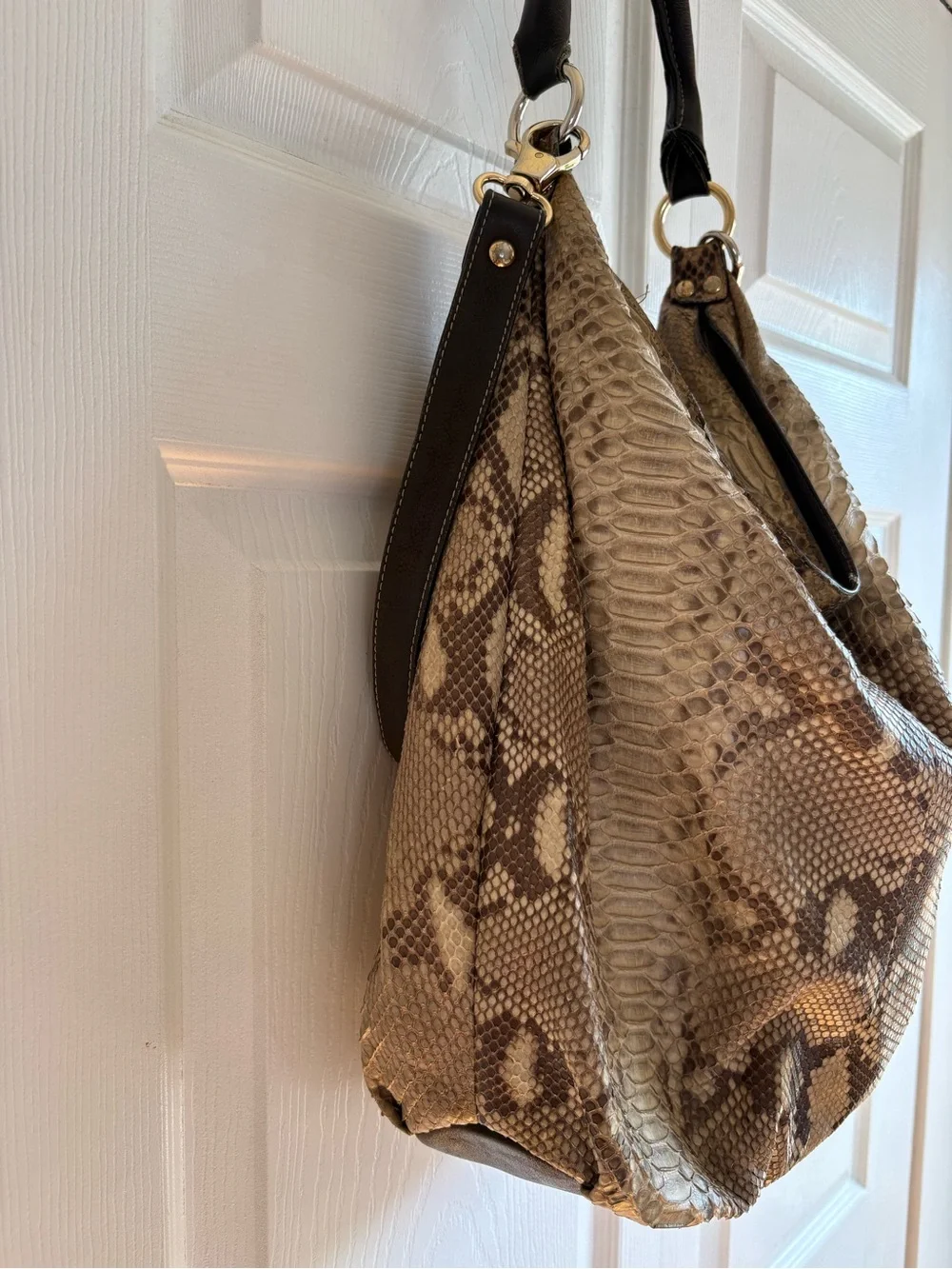 Gianni Notaro Genuine Python Leather Snake Tan Brown Purse Bag Y2K Baddie Career